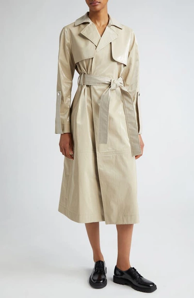 Shop Partow Carlo Water Repellent Coated Cotton Trench Coat In Sand