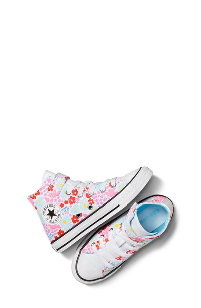 Shop Converse Kids' Chuck Taylor® All Star® 1v High Top Sneaker In White/ True Sky/ Oops Pink