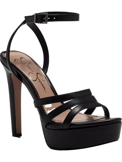 Shop Jessica Simpson Womens Rhinestone Ankle Strap Platform Heels In Black