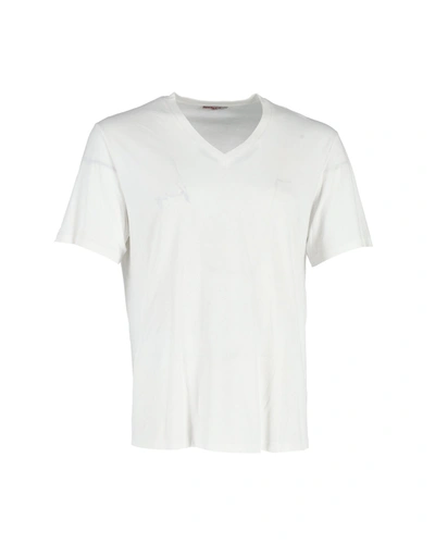 Shop Prada V-neck T-shirt In White Cotton