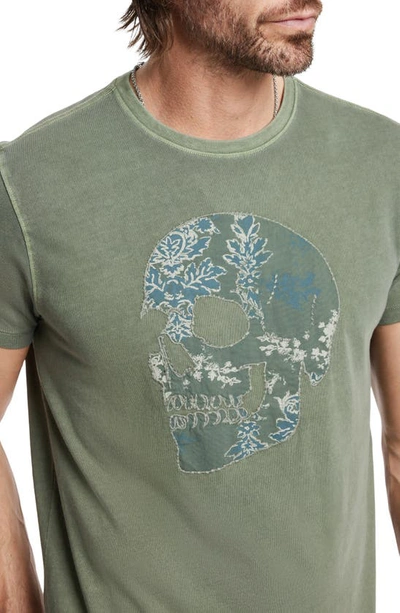 Shop John Varvatos Skull Appliqué T-shirt In Kalamata