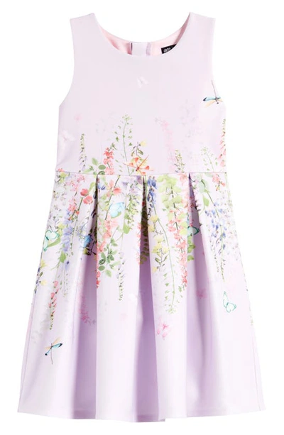 Shop Ava & Yelly Kids' Floral Pleated Party Dress In Lilac