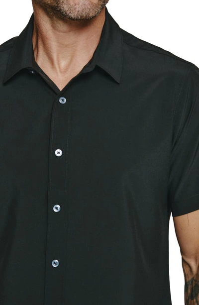 Shop 7 Diamonds Siena Solid Short Sleeve Performance Button-up Shirt In Black