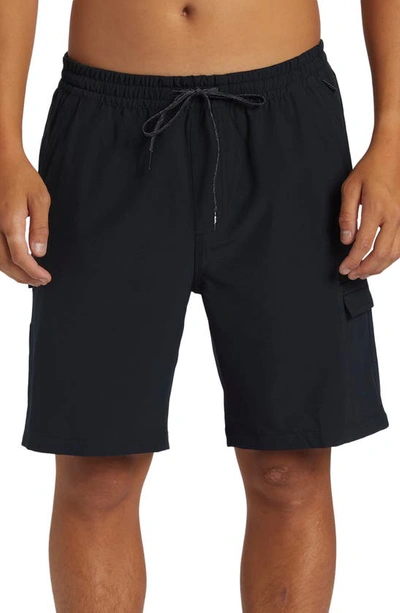 Shop Quiksilver Taxer Amphibian 19 Water Repellent Cargo Board Shorts In Black