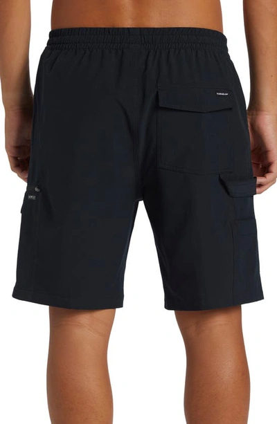 Shop Quiksilver Taxer Amphibian 19 Water Repellent Cargo Board Shorts In Black