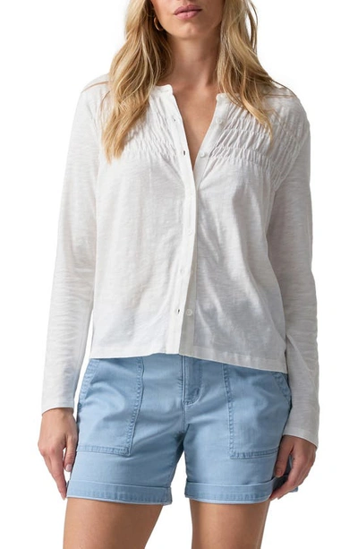 Shop Sanctuary You're The One Smocked Button-up Top In Chalk