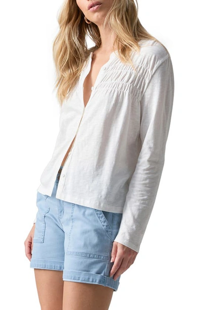 Shop Sanctuary You're The One Smocked Button-up Top In Chalk