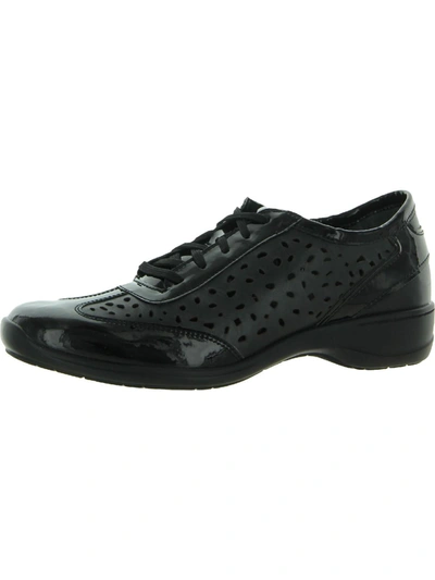 Shop Ros Hommerson Sealed Womens Metallic Leather Oxfords In Black