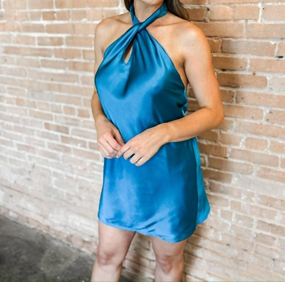 Shop French Connection Inu Satin Halter Mini Dress In Ocean Depths In Multi