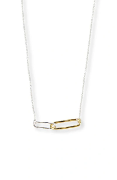 Shop Argento Vivo Sterling Silver Two-tone Linked Pendant Necklace In Gold/ Sil