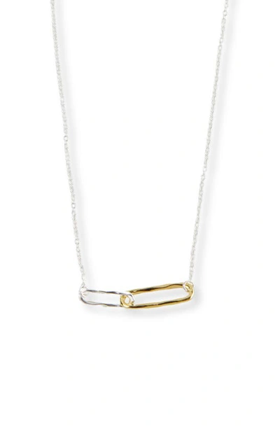 Argento Vivo Two-tone Linked Pendant Necklace In Gold/ Sil