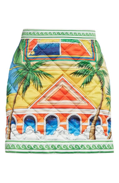 Shop Casablanca Quilted Triomphe D'orange Print Skirt In Triomphe Dorange