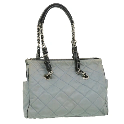Shop Prada Quilted Tote Bag In Light Blue