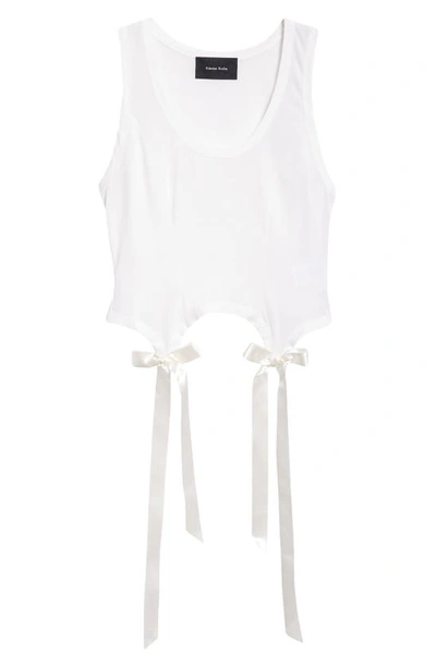Shop Simone Rocha Easy Bow Tails Cotton Tank In Ivory
