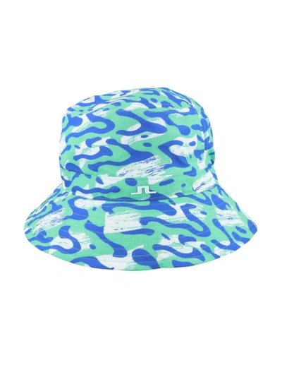 J. Lindeberg Denver Print Bucket Hat In Caldera Jade Cream In Multi