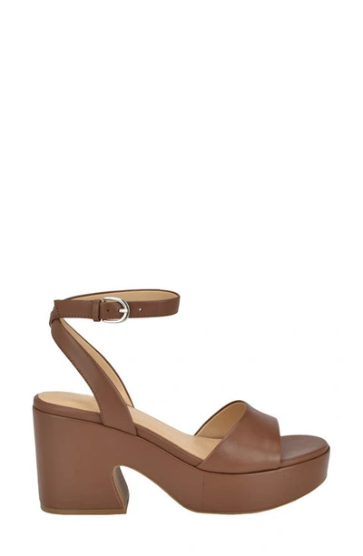 Shop Calvin Klein Summer Ankle Strap Platform Sandal In Medium Brown