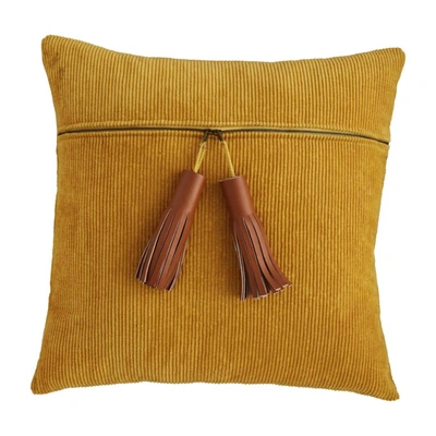 Shop Mudpie Corduroy Zipper Pillow In Mustard