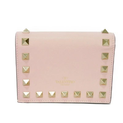 Shop Valentino Rockstud Pony-style Calfskin Wallet () In Pink