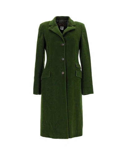 Shop Loro Piana Buttoned Long Coat In Green Wool