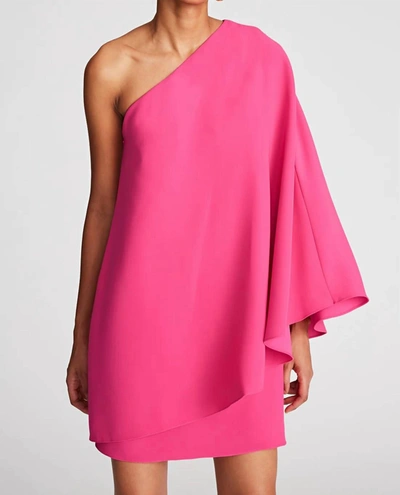 Shop Halston Heritage Melina Asymmetric Cape Dress In Magenta In Pink