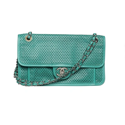 Pre-owned Chanel Teal Up In The Air Flap Bag In Blue