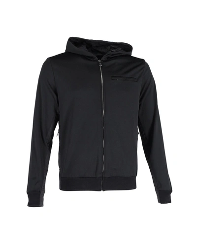 Shop Prada Zipped Hooded Jacket In Black Polyester