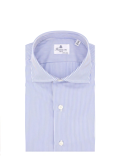 Shop Finamore Cotton Shirt With Striped Motif