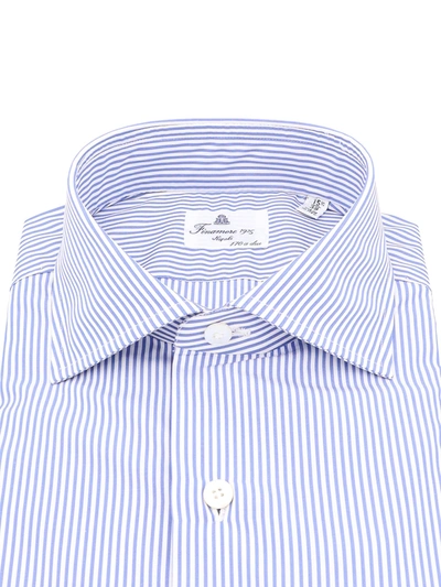 Shop Finamore Cotton Shirt With Striped Motif