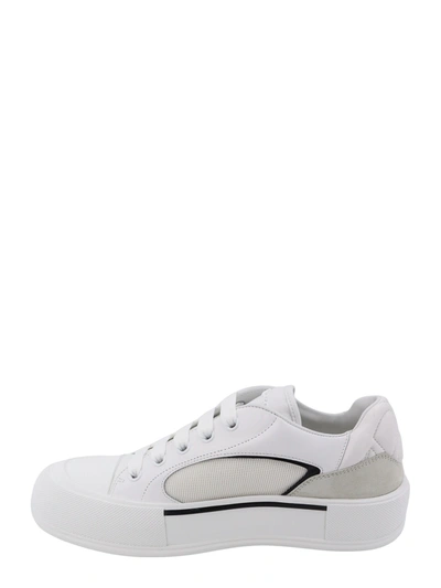 Shop Alexander Mcqueen Leather And Canvas Sneakers