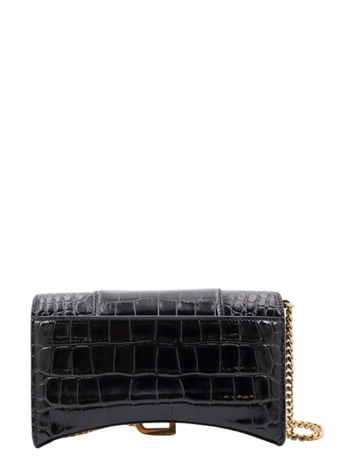 Shop Balenciaga Leather Shoulder Bag With Crocodile Print