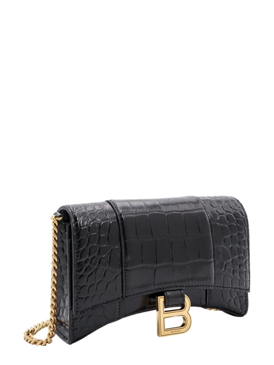 Shop Balenciaga Leather Shoulder Bag With Crocodile Print