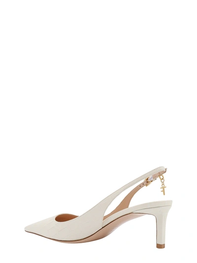 Shop Tom Ford Leather Slingback With Metal Monogram Charm