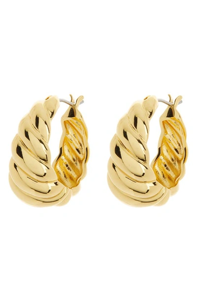 Shop Kate Spade French Twist Hoop Earrings In Gold