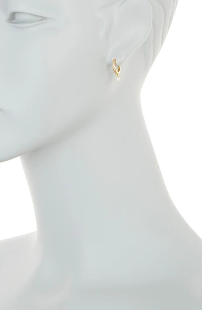 Shop Kate Spade Crystal Stud & Huggie Earrings Set In Clear Gold