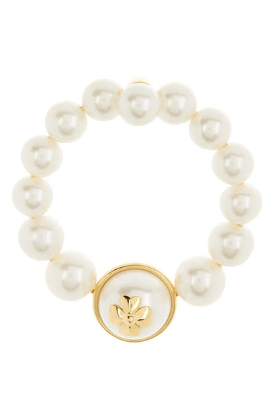 Shop Kate Spade Pearls On Pearls Hoop Drop Earrings In Cream Gold