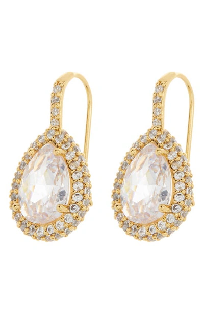 Shop Kate Spade Pavè Halo Drop Earrings In Clear Gold