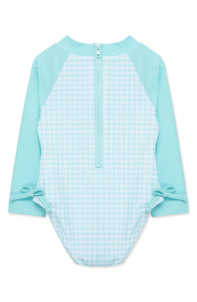 Shop Little Me Daisy Rashguard One-piece Swimsuit In Turquoise
