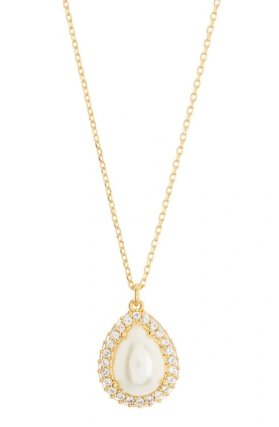 Shop Kate Spade Brilliant Statements Pavé Halo Pendant Necklace In Cream Gold