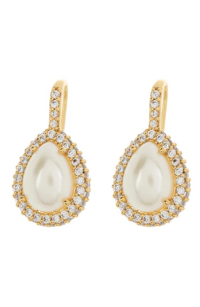 Shop Kate Spade Pavé Halo Drop Earrings In Cream Gold