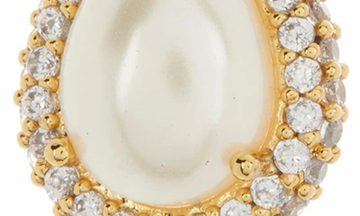 Shop Kate Spade Pavé Halo Drop Earrings In Cream Gold