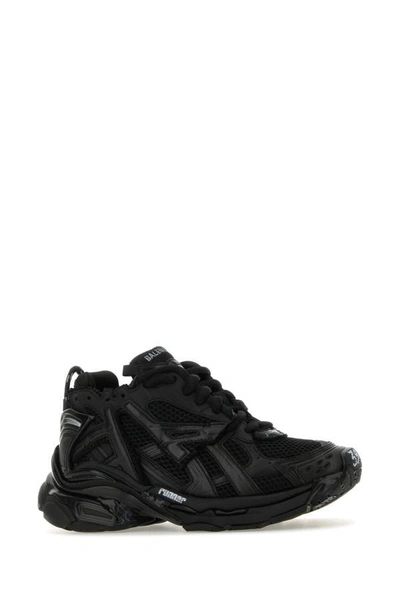 Shop Balenciaga Woman Black Mesh And Rubber Runner Sneakers