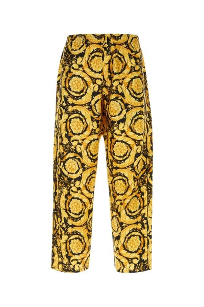 Shop Versace Man Printed Satin Pijama Pant In Multicolor