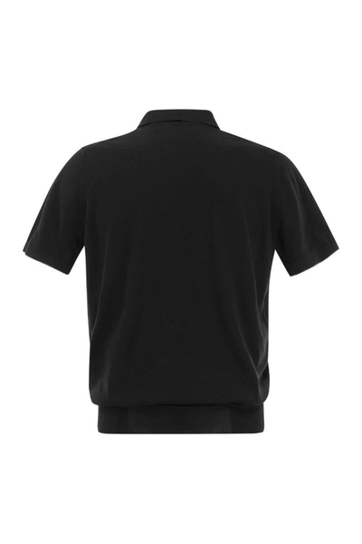 Shop Brunello Cucinelli Cotton Polo Style Sweater In Black
