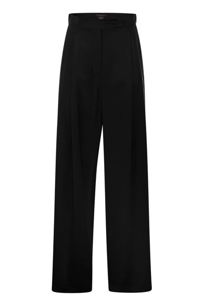 Shop Max Mara Fiesta - Silk Flare Trousers In Black