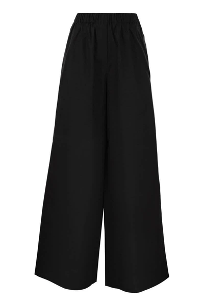 Shop Max Mara Navigli - Poplin Wide Leg Trousers In Black