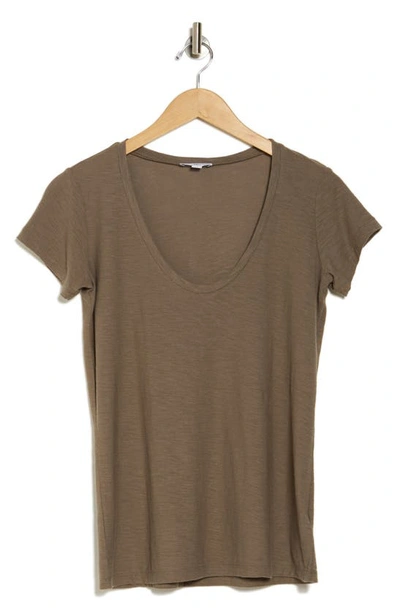 Shop James Perse Deep V-neck T-shirt In Ammo