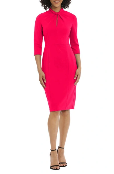 Shop Donna Morgan Crepe Three-quarter Sleeve Sheath Dress In Rosebud
