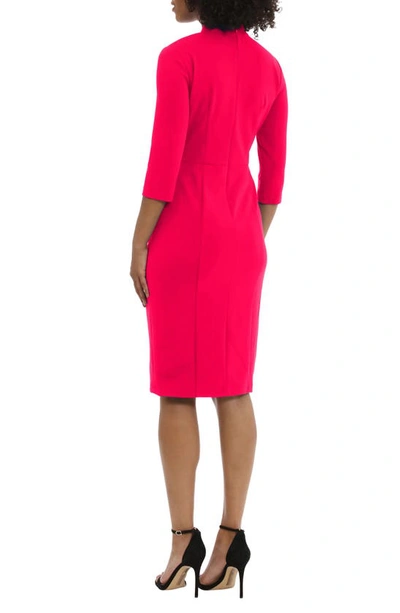 Shop Donna Morgan Crepe Three-quarter Sleeve Sheath Dress In Rosebud