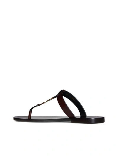 Shop Saint Laurent Sandals In Ultra Dark Brown