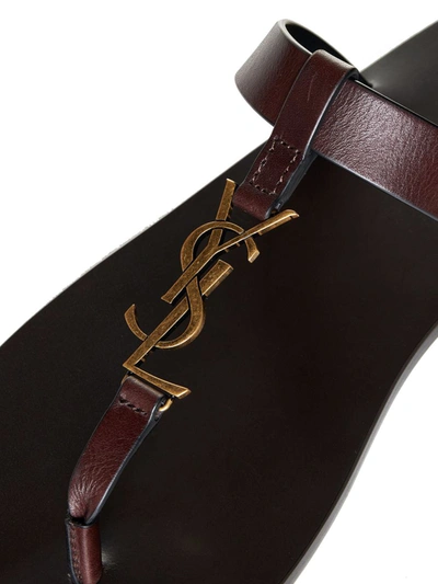 Shop Saint Laurent Sandals In Ultra Dark Brown